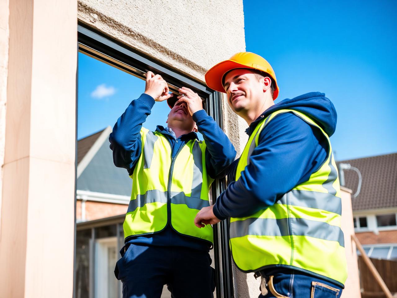 Creolyte installers fitting an aluminium window