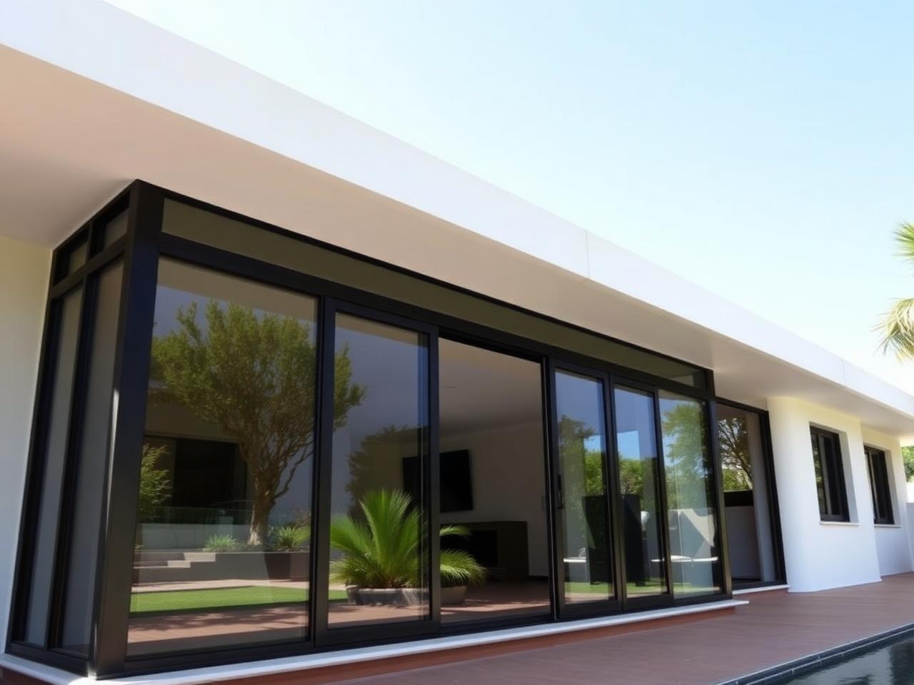 Panoramic villa window wall